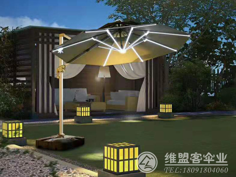 户外太阳能伞  灯条太阳伞 2