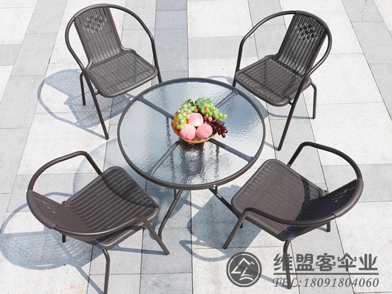 铁艺玻璃桌 户外桌椅 2